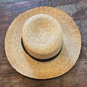 Lack Of Color Natural Straw Sun Hat with Black Band